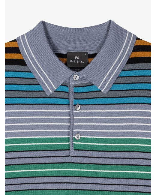 Paul Smith Blue Ps Short Sleeve All-over Stripe Polo Shirt for men