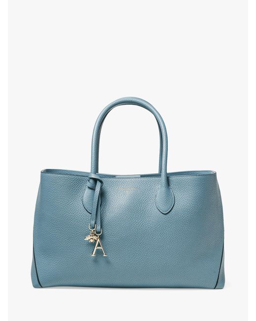 Aspinal Blue Pebble Leather London Tote Bag