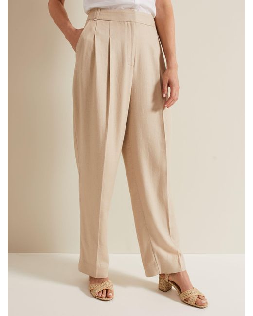 Phase Eight Natural Addison Linen Blend Trousers