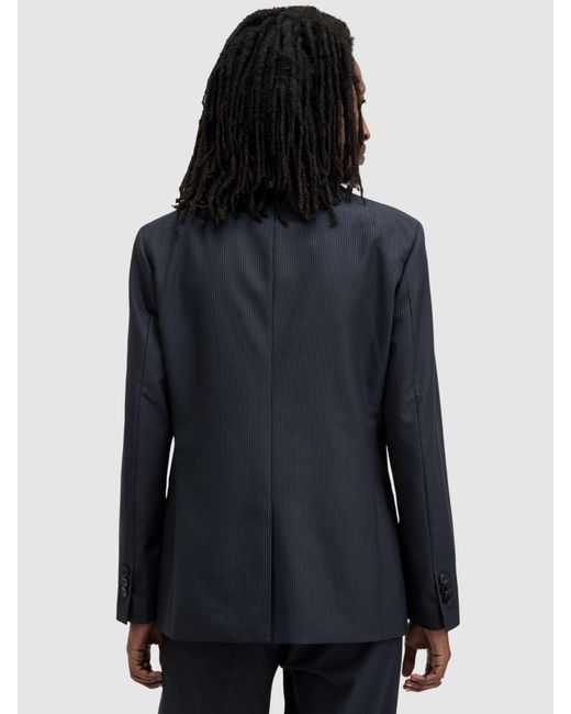 AllSaints Blue Howling Relaxed Fit Wool Blend Suit Jacket for men