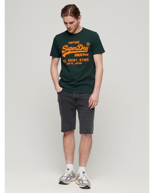 Superdry Green Neon Cotton T-shirt for men