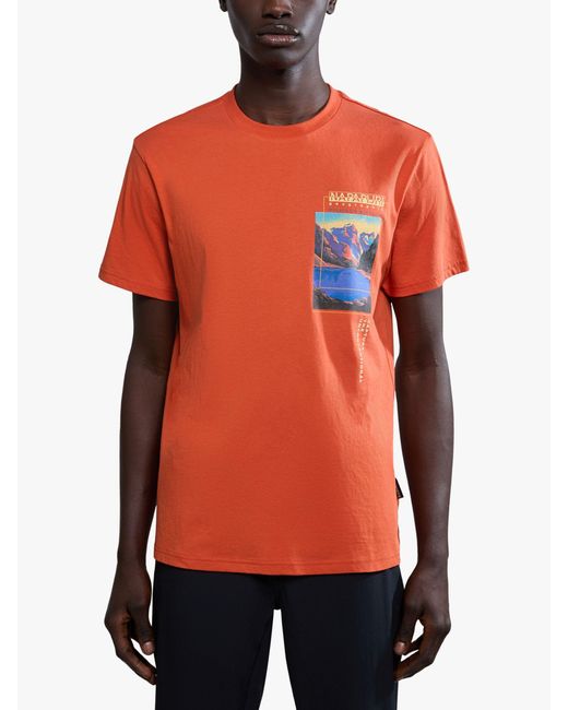 Napapijri Orange Canada Short Sleeve T-shirt for men