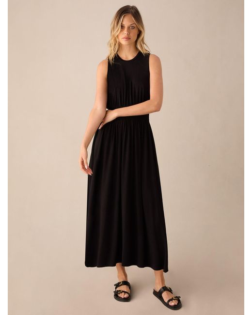 Ro&zo Black Petite Shirred Waist Jersey Maxi Dress