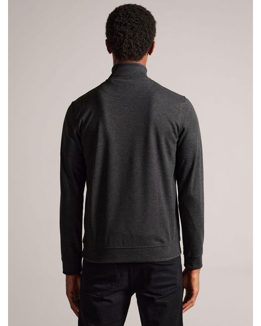 Ted Baker Black Tolti Quilted Jersey Half Zip Long Sleeve Top for men