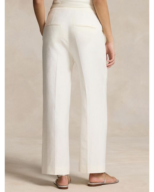 Ralph Lauren Natural Polo Hemp Cotton Blend Wide Leg Trousers