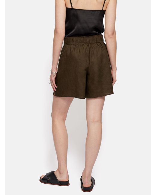 Jigsaw Brown Elastic Waist Linen Shorts