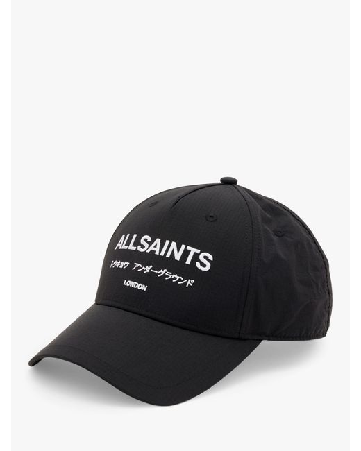 AllSaints Black Underground Baseball Cap for men