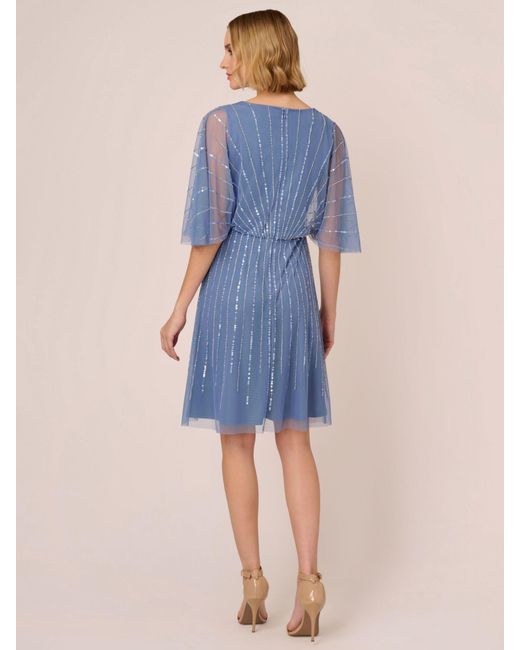 Adrianna Papell Blue Papell Studio Beaded Mini Dress