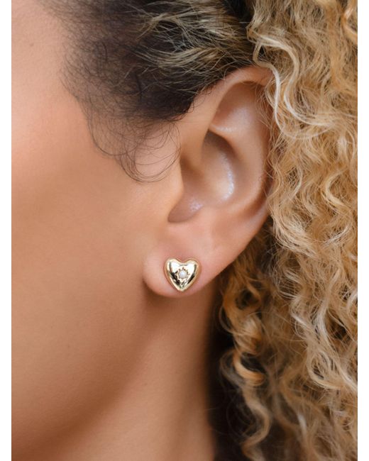 Ralph Lauren White Lauren Heart Resin Stone Stud Earrings