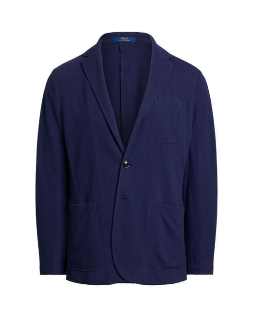 Ralph Lauren Blue Polo Glen Plaid Jersey Sport Coat for men