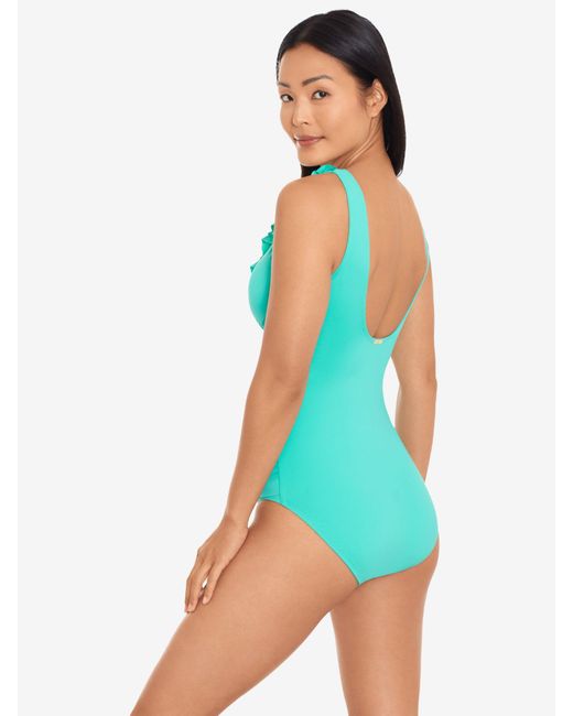 Ralph Lauren Green Lauren Ruffle Front Shaping Swimsuit