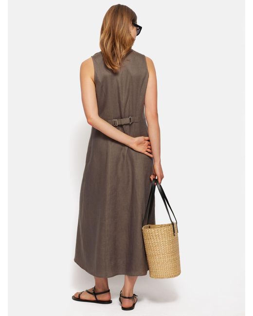 Jigsaw Natural Linen Waistcoat Midi Dress