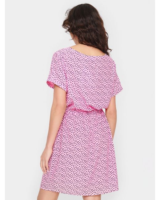 Saint Tropez Pink Zanni Short Sleeve Round Neck Dress