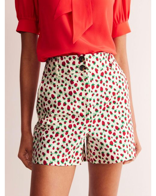 Boden Red Westbourne Cotton Sateen Shorts