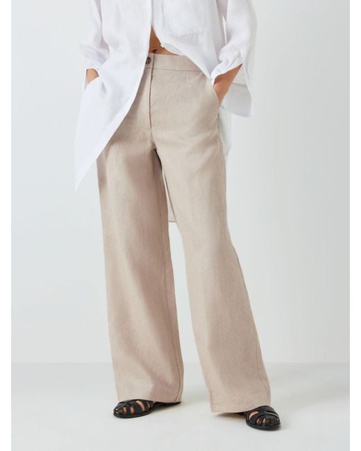 John Lewis Natural Straight Fit Linen Trousers
