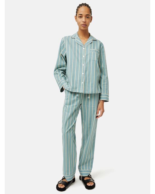 Jigsaw Green Brushed Twill Stripe Pyjamas
