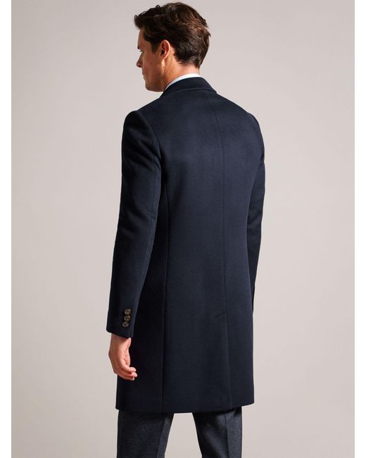 Ted Baker Blue Rueby Wool Blend City Coat for men