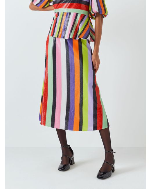 Olivia Rubin White Penelope Sequin Stripe Skirt