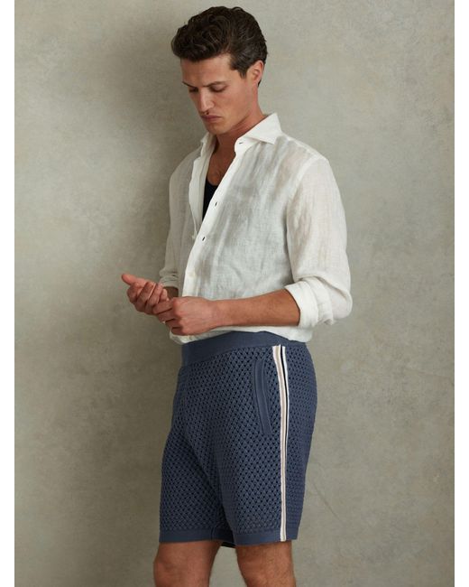 Reiss Gray Creek Crochet Tipping Shorts for men