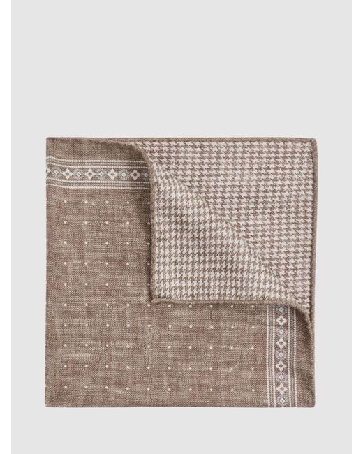 Reiss Brown Cataldo Reversible Silk Handkerchief for men