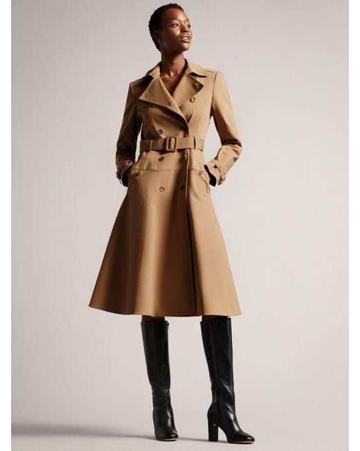 Ted Baker Natural Mayiah Double Breasted Full Skirt Trench Coat