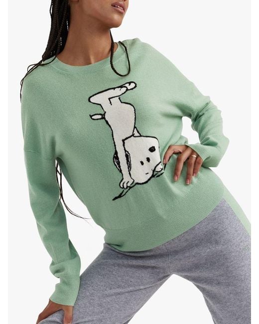 Chinti & Parker Green Wool And Cashmere Blend Dancing Snoopy Jumper