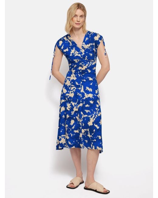 Jigsaw Blue Peony Abstract Print Midi Dress
