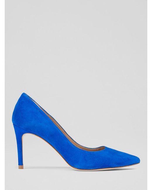 L.K.Bennett Blue Floret Suede Pointed Toe Court Shoes