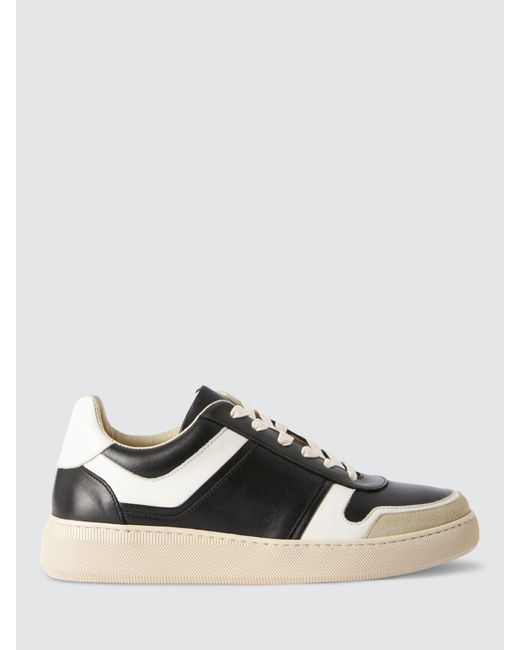 John Lewis Black Flynne Leather Collegiate Cupsole Trainers