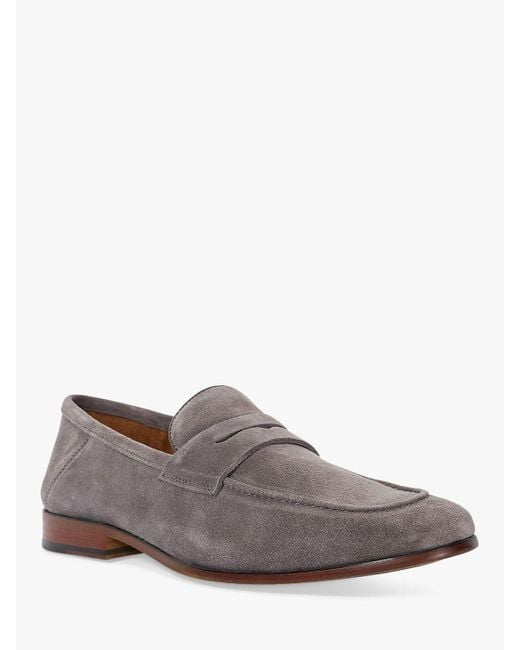 Dune Gray Strategic Suede Crush Back Loafers for men