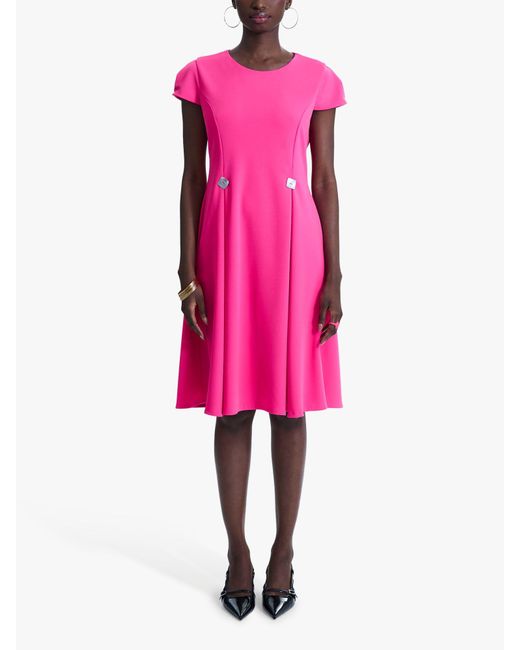 James Lakeland Pink Button Tuck Cap Sleeve Dress