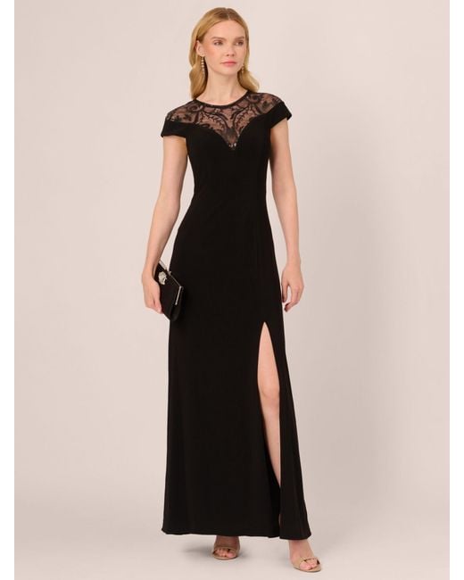 Adrianna Papell Black Papell Studio Beaded Jersey Gown
