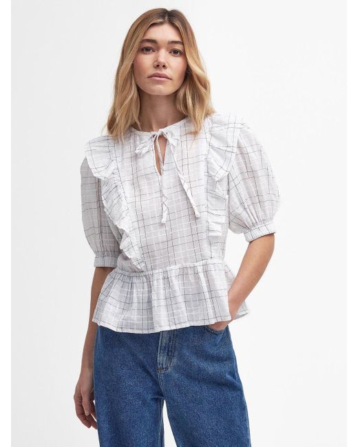 Barbour White Kayleigh Check Blouse