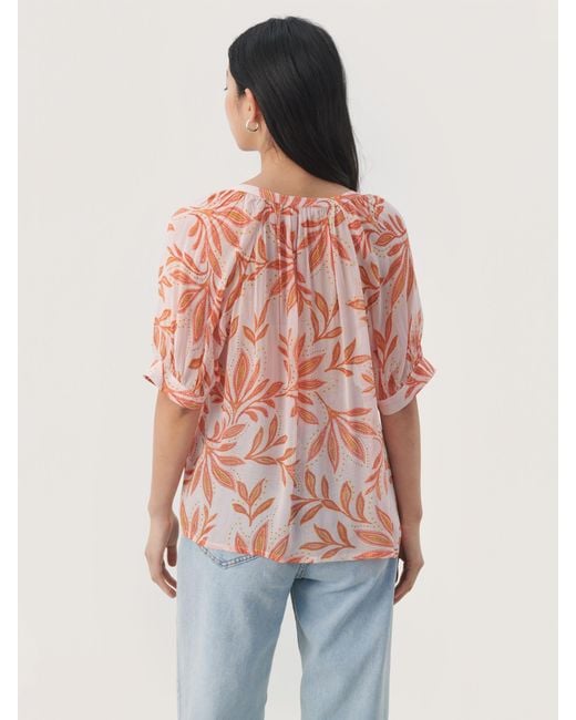 Part Two Red Popsy Leaf Print Chiffon Blouse