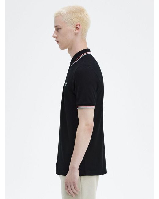 Fred Perry Black The Twin Tipped Short Sleeve T-shirt for men