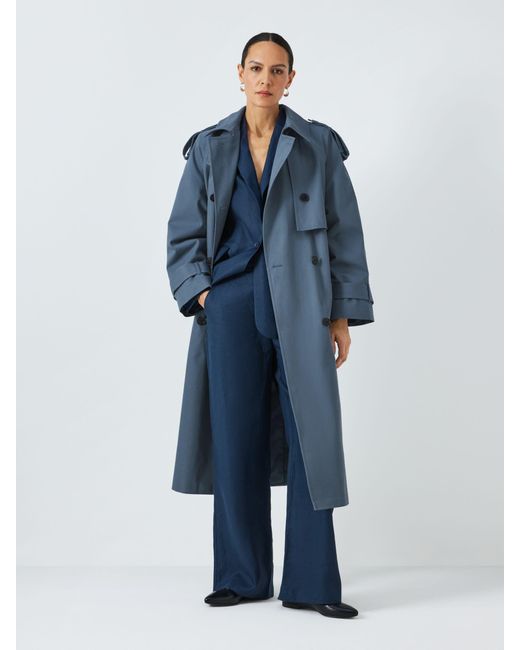 John Lewis Blue Contemporary Trench Coat
