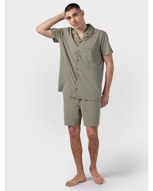Chelsea Peers Gray Organic Cotton Shorts Pyjama Set for men