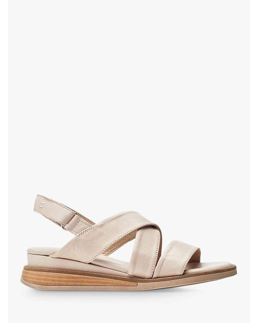 Moda In Pelle Natural Shoon Iranna Leather Low Wedge Sandals