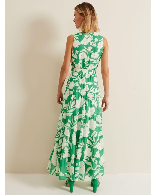 Phase Eight Green Kara Maxi Tiered Floral Dress