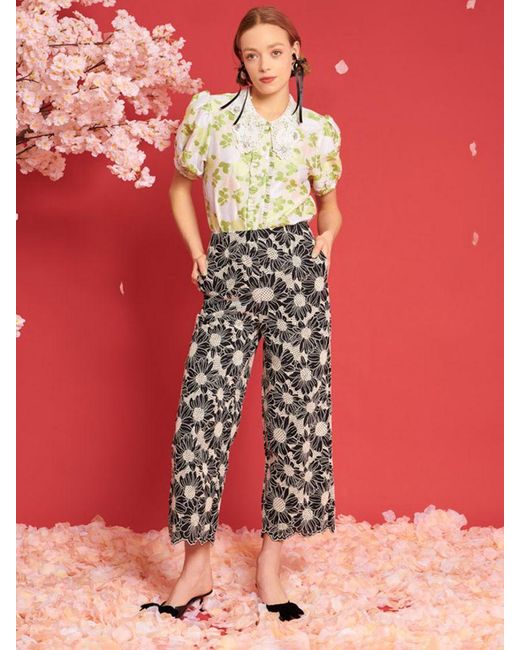 Sister Jane Pink Dream Flower Haze Cropped Trousers