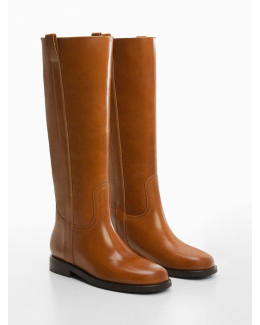 Mango Brown Galope Leather Riding Boots