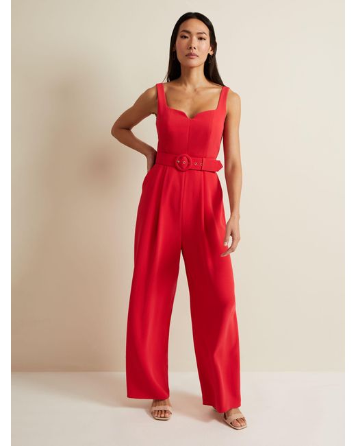 Phase Eight Red Charlize Belted Jumpsuit