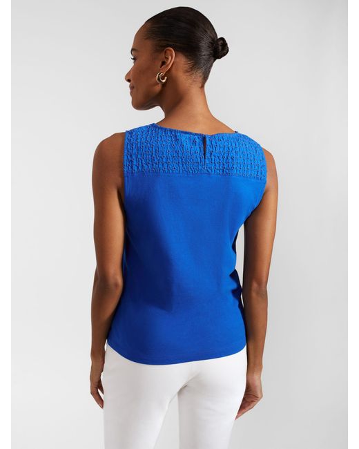 Hobbs Blue Paige Broderie Cotton Sleeveless Top