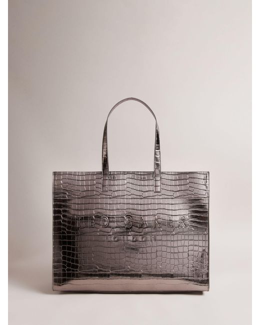 Ted Baker Gray Allicon Croc Large Icon Shopper Bag