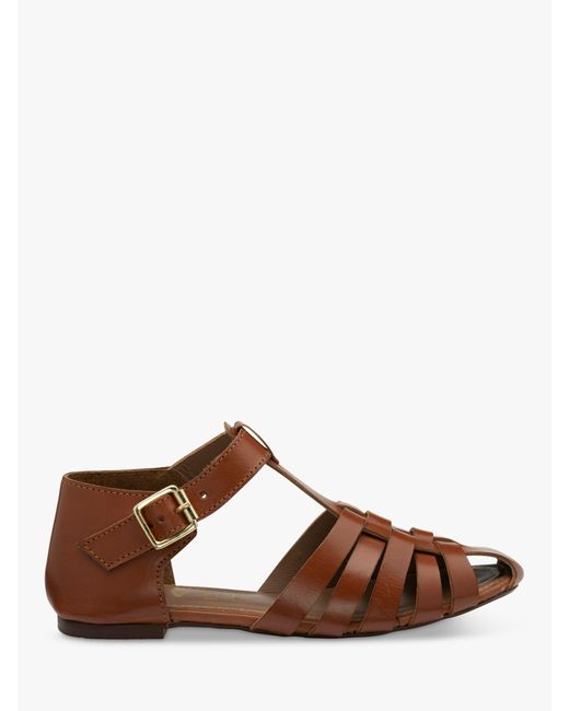 Ravel Brown Galston Leather Flat Sandals