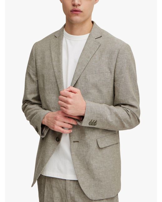 Casual Friday Gray Bille Linen Mix Single Breasted Blazer for men