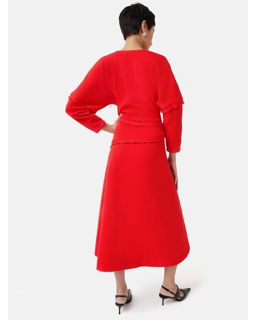 Jigsaw Red Heavy Ponte Crepe Midi Dress