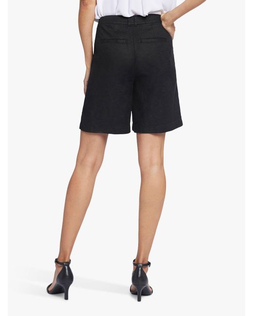 NYDJ Black Relaxed Stretch Linen Blend Shorts