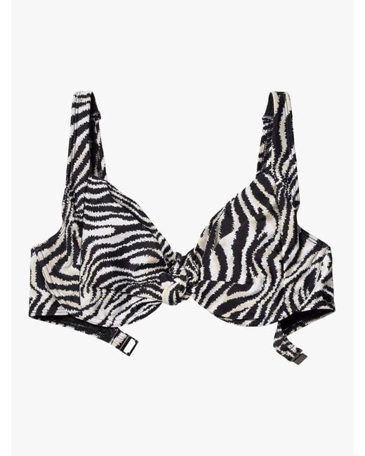 Panos Emporio Black Electra Zebra Print Full Cup Bikini Top