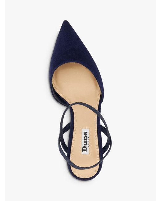 Dune Blue Classical Suede Elasticated Pointed Shoes